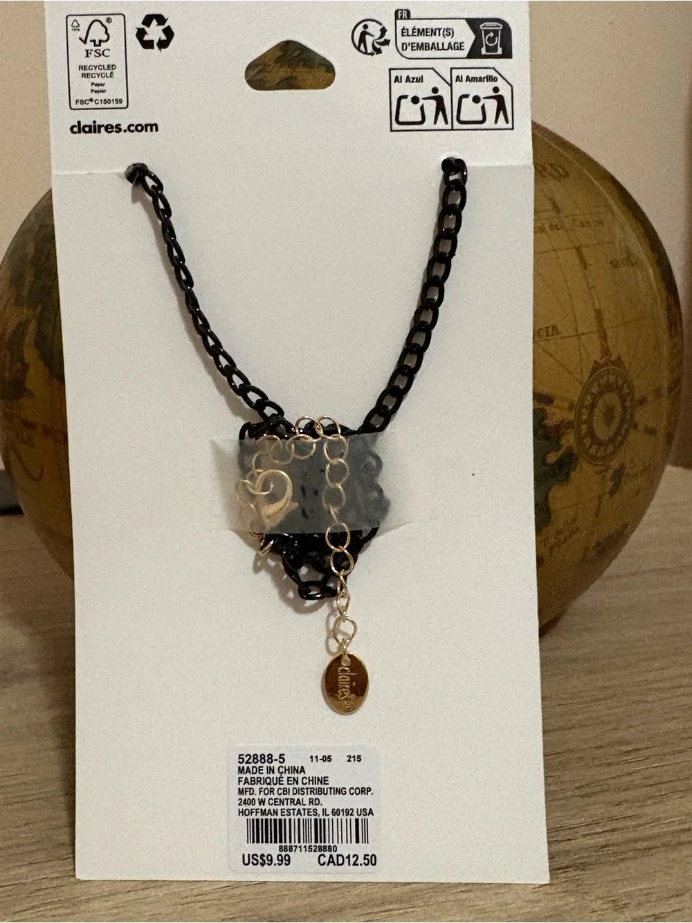 Claire's Gold & Black Halloween Pumpkin Ghost Charm Necklace 16